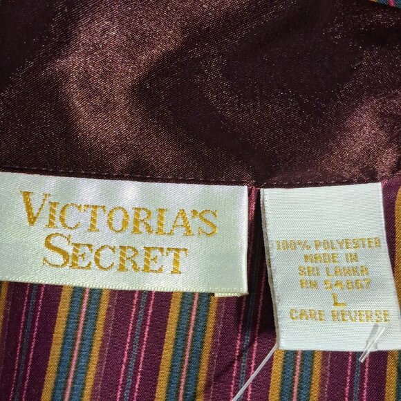 NEW OLD STOCK Vintage Gold Label Victoria's Secret Burgundy Striped Sleep Shirt - Picture 3 of 7